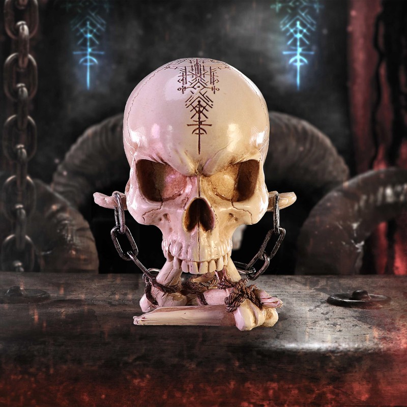 Nemesis Now Horror Skull Ornament, Resin, Natural Bone and Silver