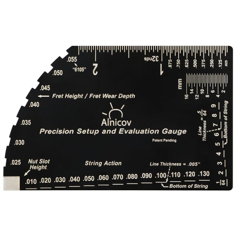 RuiJOTWAT 8-in-1 Guitar String Action Gauge Fret Rocker Ruler Luthier