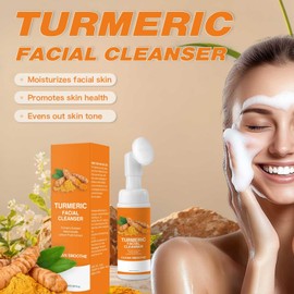Weixinbuy Turmeric Face Wash Turmeric Facial Cleanser Deep Cleaning, Foaming Facial Cleanser with Brush Easy to Use, Turmeric Foaming Face Wash Women Moisturizing for All Skin (1 PC)