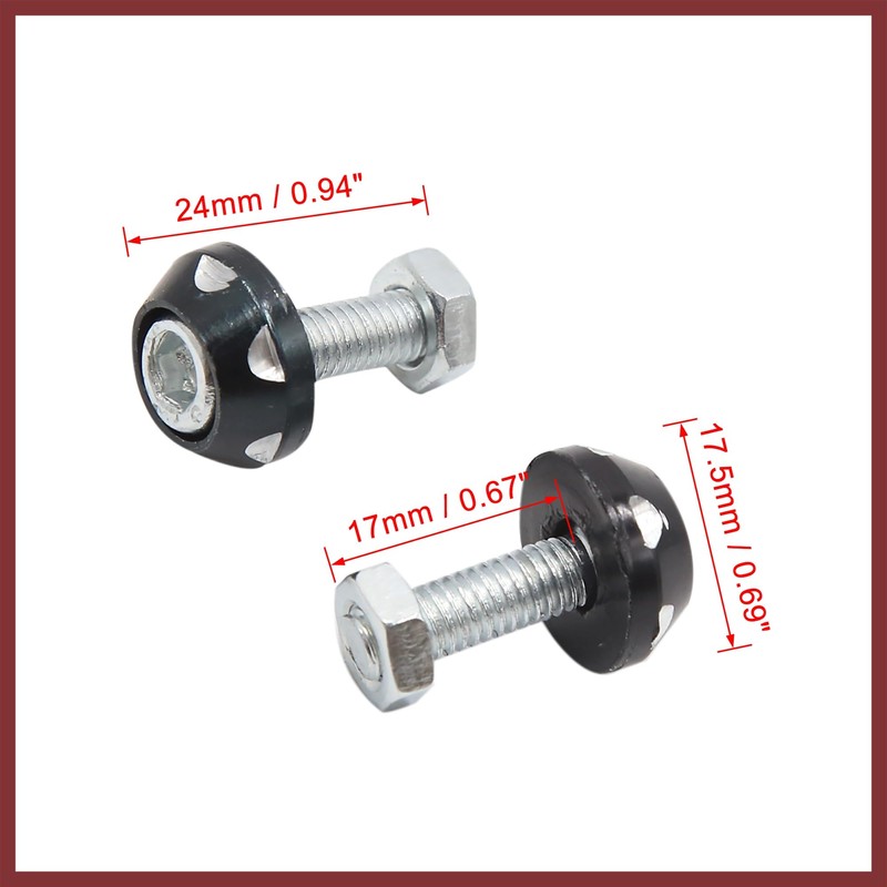HEROFFIX 4Pcs Black Aluminum Alloy Decorative License Plate Bolt Screw