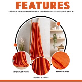 Olivia Rocco Flannel Fleece Throw Blanket Super Soft Warm Fluffy for Bed Sofa Couch Chair Lightweight and Cozy Solid Design, 130 x 150 cm Spice Orange