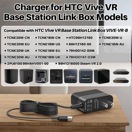 DC 12V Power Cord Compatible with HTC Vive VR Base Station Link Box Vive-VR-B 99HAFS00200 TC NE30W-US 79H00142-00M BX-1202500 43235-12354 2PU6100 TC NE18W-CN TCNE18W 79H00141-03M 12V 3A AC Apater