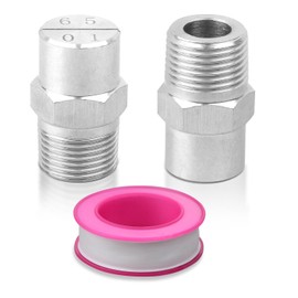 YTKavq Flat Fan Spray Tip，3/8BSPT Thread 304 Stainless Steel Fan Spray Nozzle，65 Degree 0.66mm Orifice Diameter Sprayer Parts（2 Pcs ）