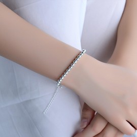 ZKXYFFS Bead Chain Bracelet for Women 925 Sterling Silver Beads Bangle Bracelet Transfer Lucky Cuff Bracelet Adjustable Charm Fashion Women Jewelry Girls Fidget Bracelet for Anxiety Jewelry Friendship Gift