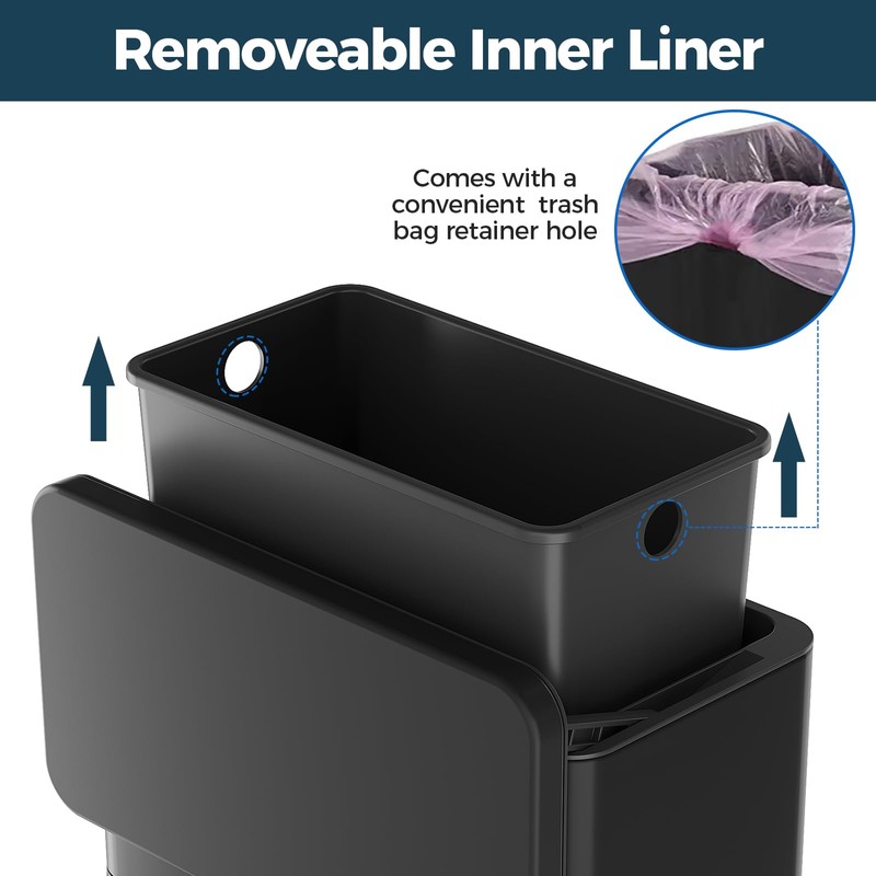 LINSSEN Stainless Steel Hanging Trash Can with Lid and Inner