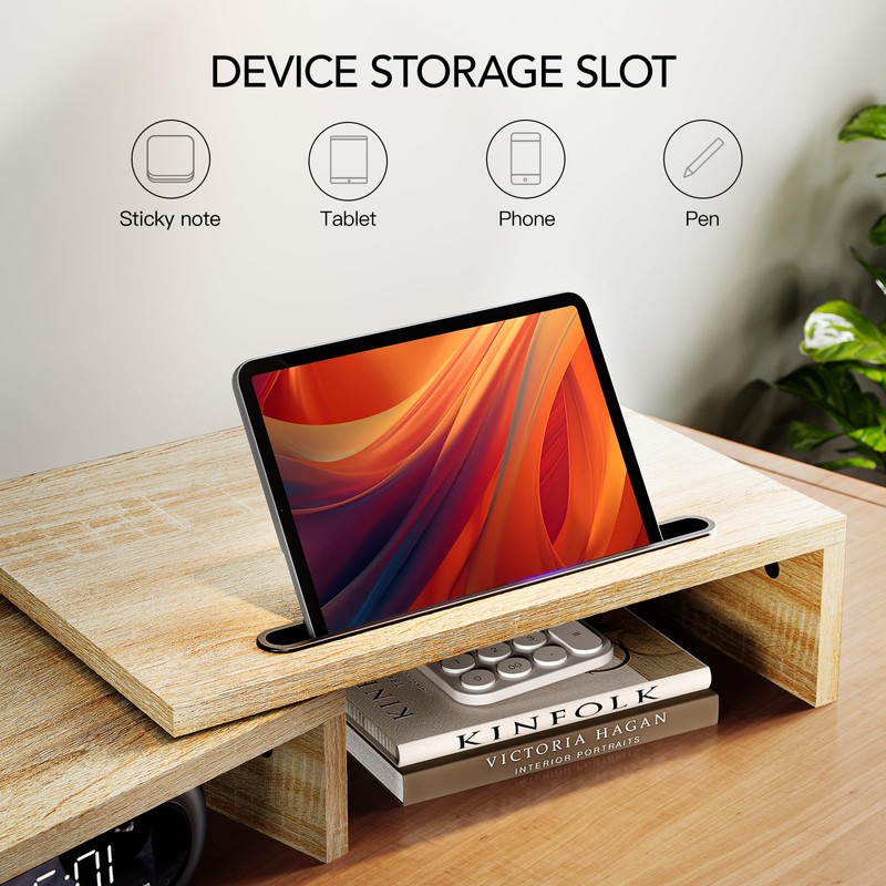 AMERIERGO Dual Monitor Stand Riser- 3 Shelf Screen Stand with