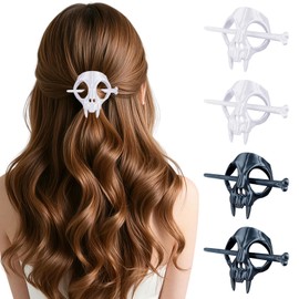 4PCS Cat Skull Hair Stick, Gothic Halloween Cosplay Bone Hair Accessory