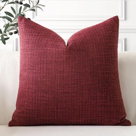 Artscope Linen Cushion Covers Set of 1 Decorative Square Pillowcase Pillow Cover 24x24 Inch for Home Decor Sofa Bedroom Car 60x60cm Burgundy