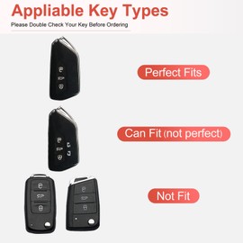 RUABIBAN for VW Key Fob Cover with Keychain, Soft TPU Key Case Protection Fit for Golf 8 ID4 Seat Leon MK 4 Skoda Octavia Smart Key