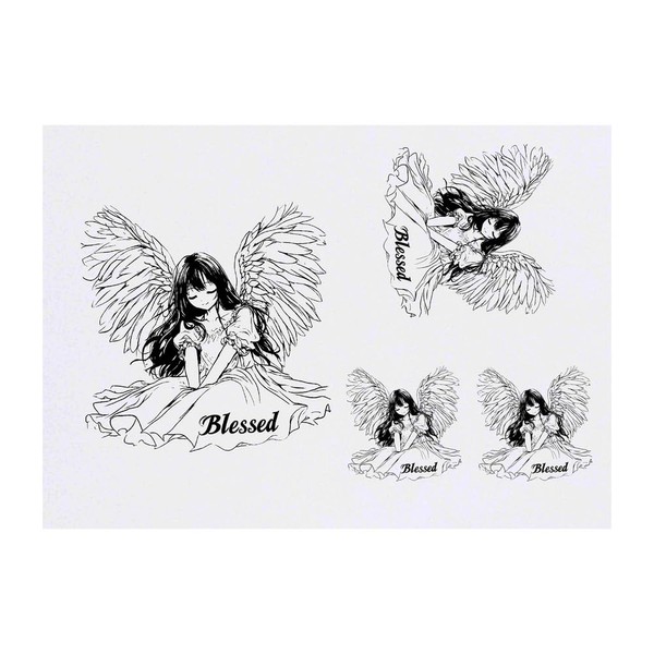 Azeeda 4 x 'Gesegneter Engel' Temporäre Tattoos - Wasserfest, Hautfreundlich