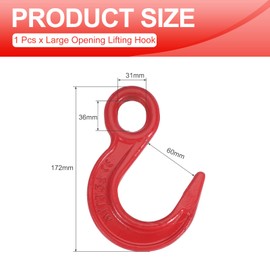 PATIKIL Lifting Hook, Large Opening Crane Hoist Hook Strong Load Bearing 7055 lbs Alloy Steel Chain Hook for Construction Engineering Factory Lifting, 3.2 Ton