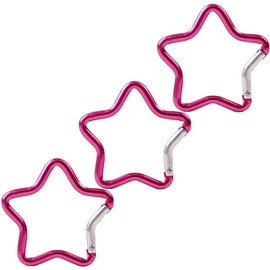KON Carabiner, Star Shape, Cute Key Holder, Hook, Aluminum, Multi-functional Carabiner, Carabiner Hook, Spring Hook, Pink, Set of 3