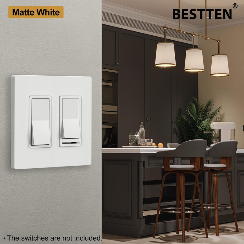 BESTTEN (5 Pack) USWP4 Matte White Series Screwless Wall Plate,