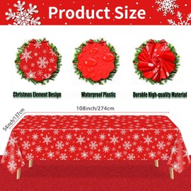 PXDUCN Christmas Table Cloth,137 * 274cm White Snowflake Plastic Tablecloth,Convenient Wipe Clean Tablecloth,Christmas Decorations, Winter Wonderland Table Decoration Party Supplies