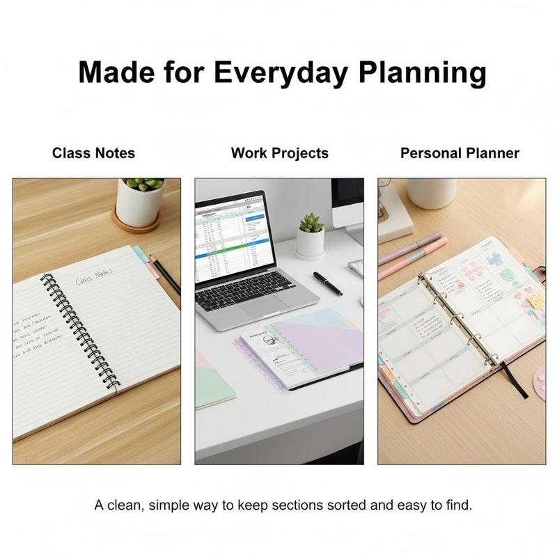 8pcs Discbound Pocket Divider with Tabs, Letter Size 9.4"x11.4" Planner