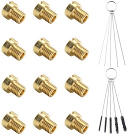 Rebanky Pack of 12 5 mm Carburettor Nozzles M5 Main Nozzle Set for Dellorto SHA PHBG AD/DS PHVA Carburettor Nozzles Set Main Nozzle Carburettor with Cleaning Needles for Scooter Motorcycle Gear Moped