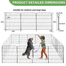 10 Panels Decorative Garden Fence with Gate for Outside, 32 in(H) X 23.6 ft(L) Rustproof Metal Wire Panel Border Fencing with Temporary Ground Stakes, No Dig Animal Barrier for Dog and Patio