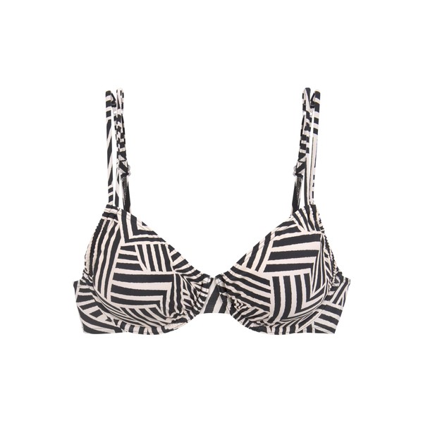 Lascana Women's Underwired Bikini Top, black-creme