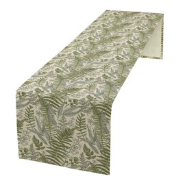 Vintage Botanical Table Runner,Green Plant Wildflower Farmhouse Retro Pattern Nature Table Runner for Coffee Table Dining Room Table Bedroom Party Holiday Decor 13x72inch