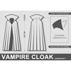 papapanda Vampire Cloak Stand Collar Cape Black Red 130cm for