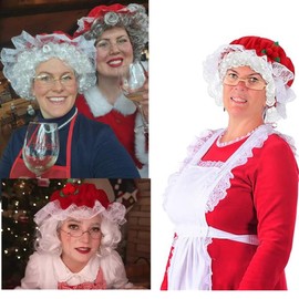 NiceLisa Granny Curly Wigs Silver White Mrs Santa Claus 100th Days of School Old Lady Cosplay Wigs