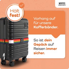 Luggage Strap Set of 4 – Suitcase Straps Safe & Eye-catching – Luggage Strap with Name Tags – Luggage Strap – Rainbow