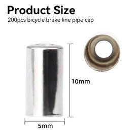 Pack of 200 End Caps, Silver End Caps, Bowden Cable End Caps, Bicycle End Caps, Brake Cable, Silver Universal Bicycle Accessories, Brake Cable Caps, for Bicycle Brake Cable Shift Cables End Caps