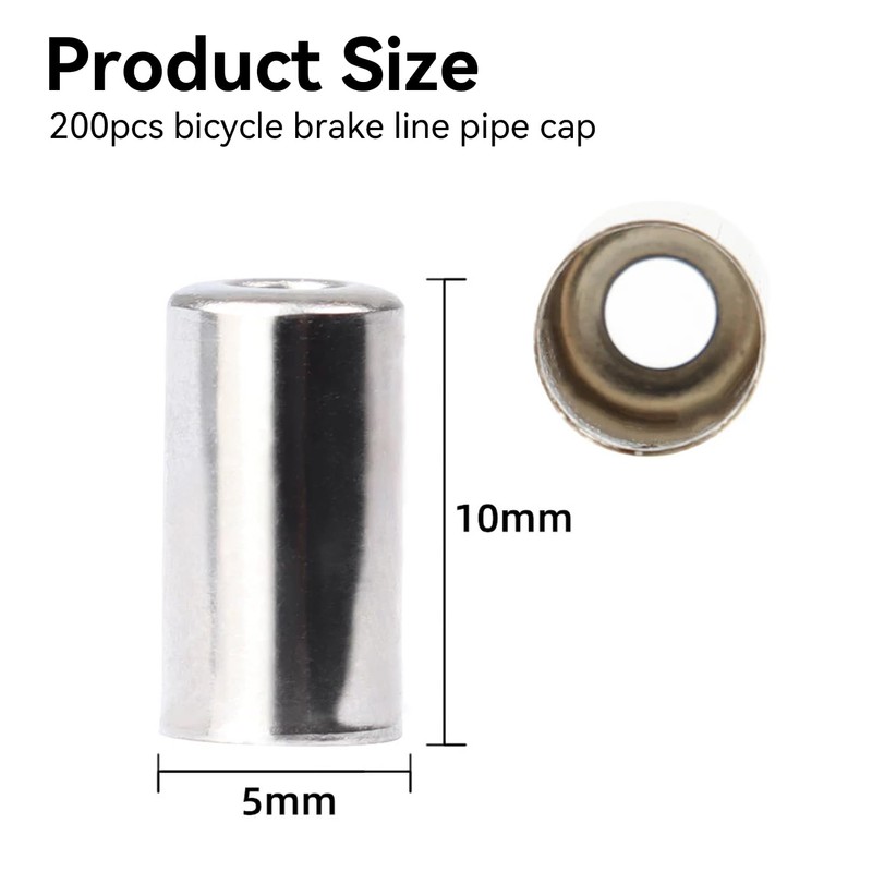 Pack of 200 End Caps, Silver End Caps, Bowden Cable