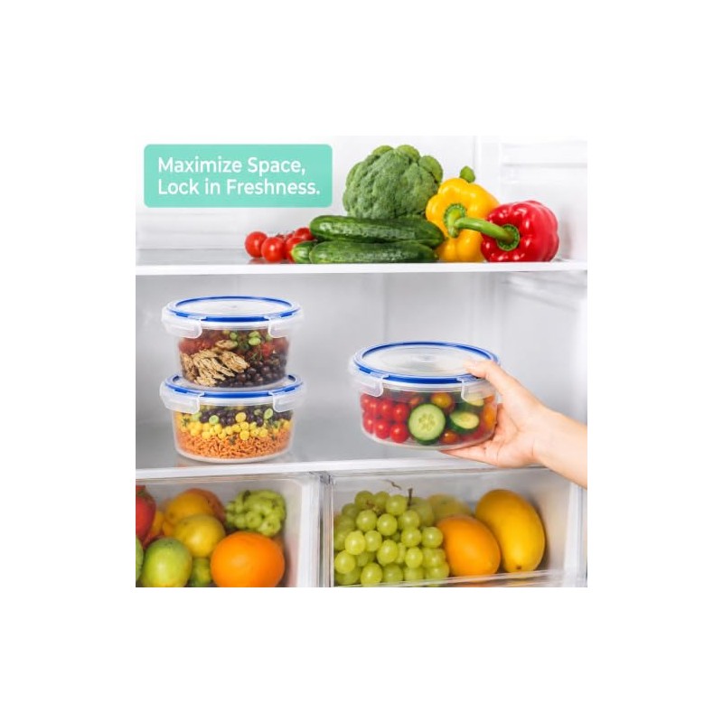 3Pk Contenedores para Alimentos, Con Tapas Sellado Antifugas