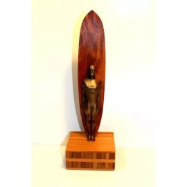 Kahuna's Klassics Hawaiian Koa Wood Surfboard Trophy or Award Vintage Style Longboard Kahanamoku