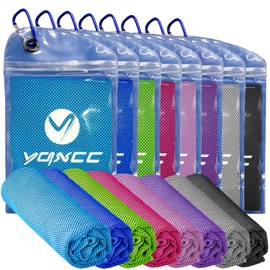 YQXCC 8 Pack Cooling Towel (120x30 cm) Ice Towel for Neck, Microfibre Cool Towel, Soft Breathable Chilly Towel for Yoga, Golf, Gym, Camping, Running, Workout & More Activities