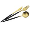 JASHII Luxury Black Gold Flatware, Silverware Sets, 5-Piece Elegant Cute