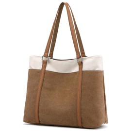 SHIFANQI Canvas Handbag Women's Tote Bag, Tote Bags with Zip, Large Shopper Bag, Casual Shoulder Bag for Work, Office, Travel, School, khaki