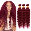 22 24 26 inch Wine Red Human Hair Bundles Burgundy