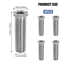 4 Pieces E 45 mm Hollow Screw Sink Stainless Steel Drain Strainer Screw, Hollow Screw for Strainer Basket Valve, Sink Basket Screw Kitchen Strainer Basket Screws Hollow Screw for Valve Drains Sink