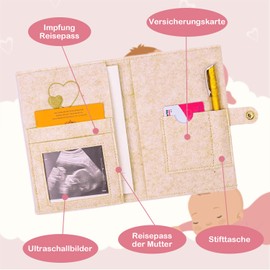 Aohcae Maternity Log Cover Made of Felt, Protective Cover for Ultrasound Image, Vaccination Certificate, Insurance Card, Handmade Cover Maternity Log