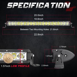 OFFROADTOWN 20 Inch LED Light Bar Single Row Off Road Lights 200W Spot Flood Combo Driving Lights Slim LED Work Lights Bumper Lights for Truck ATV UTV SUV Boat Grille