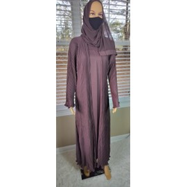 3PCS Women's Muslim Dresses Abaya Islamic Dubai Prayer Dress Robe Long Cardigan Maxi Dress. Inner, Hijab & a gift Waist Belt (Purple, S)