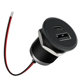 acegoo USB Socket 12V USB Outlet Campervan All-Aluminum RV Outlet, Type A + Type C Port Max 24W Output Charger, PD3.0&QC3.0 Fast Charging for Motorhome Marine Boat Bus Car Truck(Small Panel*1)