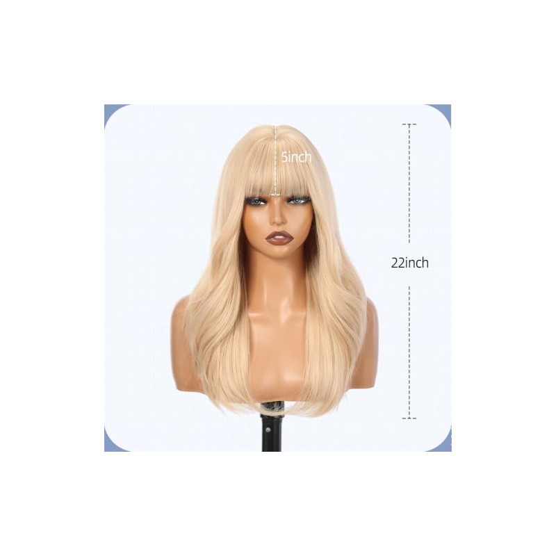 HAIRCUBE Pelucas para mujer, peluca rubia clara mixta con flequillo,