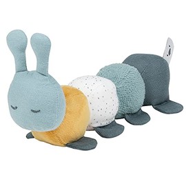 Nattou Active Soft Toy Cotton and Polyester Cuddly Toy Caterpillar with Rattle and Squeaker for Newborns and Premature Babies, 26 cm, Lapidou, Green