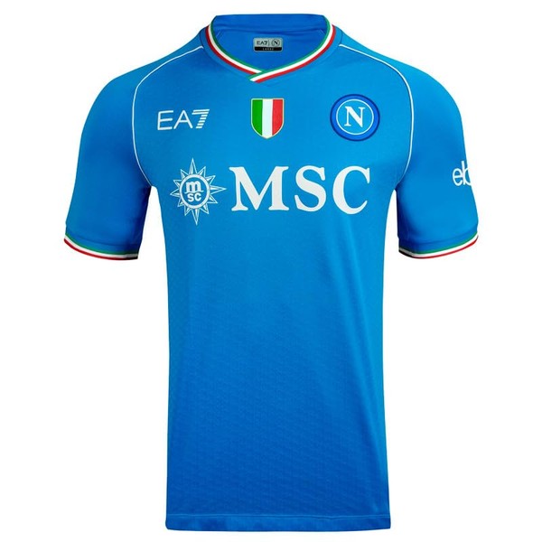SSC Napoli Men's Jersey Race Home 23/24 Ea7 Official Product Tricolour Dry Touch Slim Fit Large T-Shirt Light Blue L, lightblue
