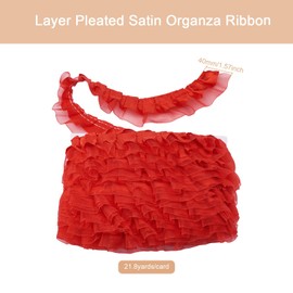Pandahall 21.8 Yards Satin Organza Lace Edge Trim 2-Layer Gathered Ruffle Chiffon Ribbon 1-5/8 Inch Red Pleated Edging Trimmings Fabric for Cloth Sewing Embroidered Applique Wedding Party Decor