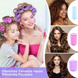 Juego de Rulos para el Cabello 32PCS, Tubos para Cabello Portátiles, Rizadores de Peluquería Pelo Sin Calor, para Cabello Corto, Medio y Largo 3 tamaños Accesorio de Peluquería para Mujeres