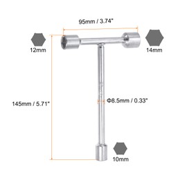 HARFINGTON 3-Way Wrench, 10mm 12mm 14mm Socket T Handle for Repairing Bicycle, Automobile and DIY