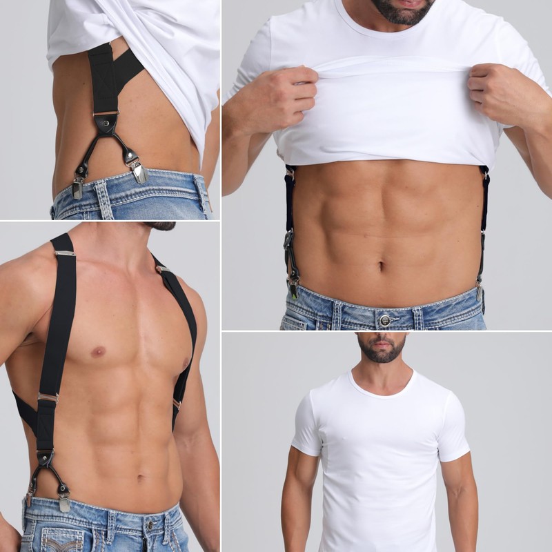 LazarsSpace Men's Side Suspenders with Dual Clips Per Side -