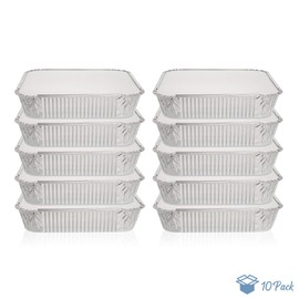 Pack of 10 Square Aluminum Container Pans with Lids ~ Foil Trays with Lids ~ Trays Good for Baking, Cooking, Storing and Freezing ~ 23cm x 23cm (9 inch x 9 inch)