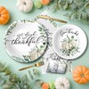 Srua Don Thanksgiving Paper Plates and Napkins Set, Fall Pumpkin