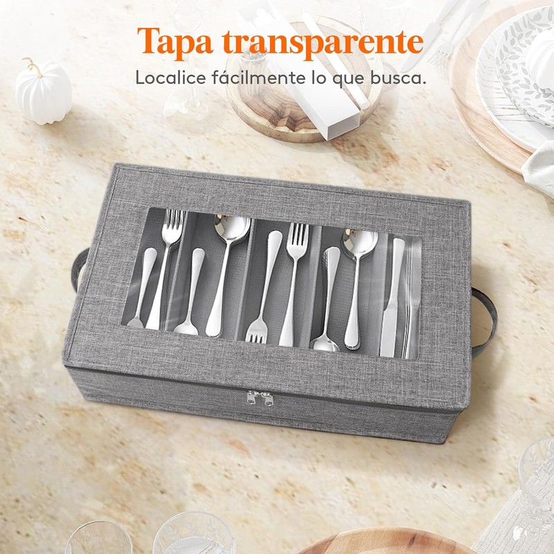 Lifewit - Caja de almacenamiento de cubiertos cubiertos con tapa