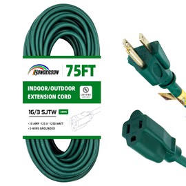 75 Ft Green Outdoor Extension Cord, 16 Gauge Heavy Duty Power Cord